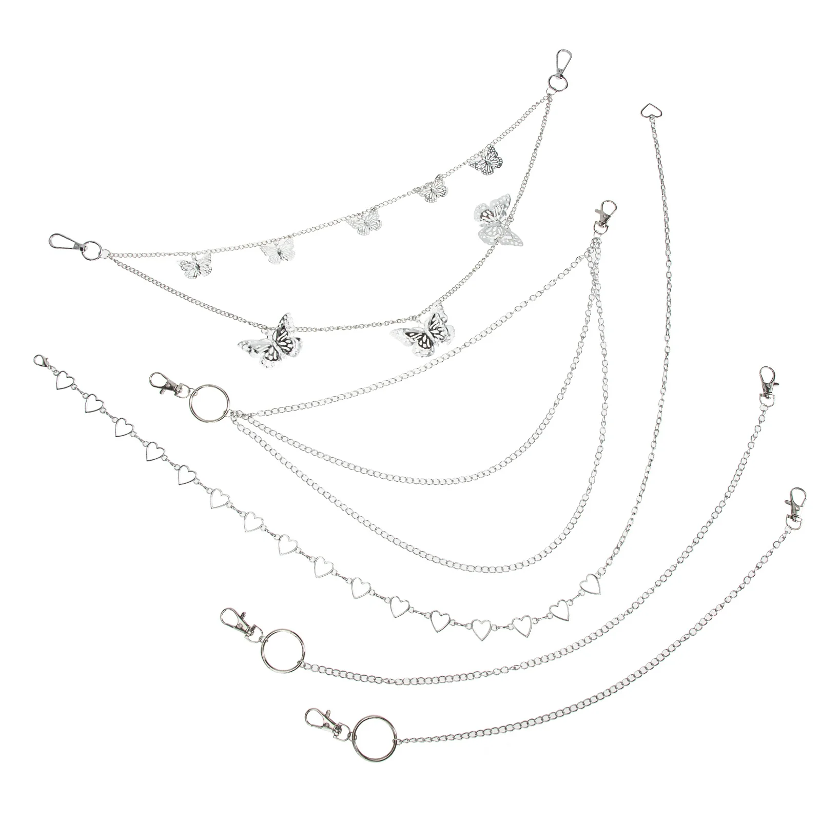 

1 set Women Pants Set Metal Waist Chain For Jeans Hip Hop Punk Outfit Multi-Layer Trousers Chain Clothing Accessory