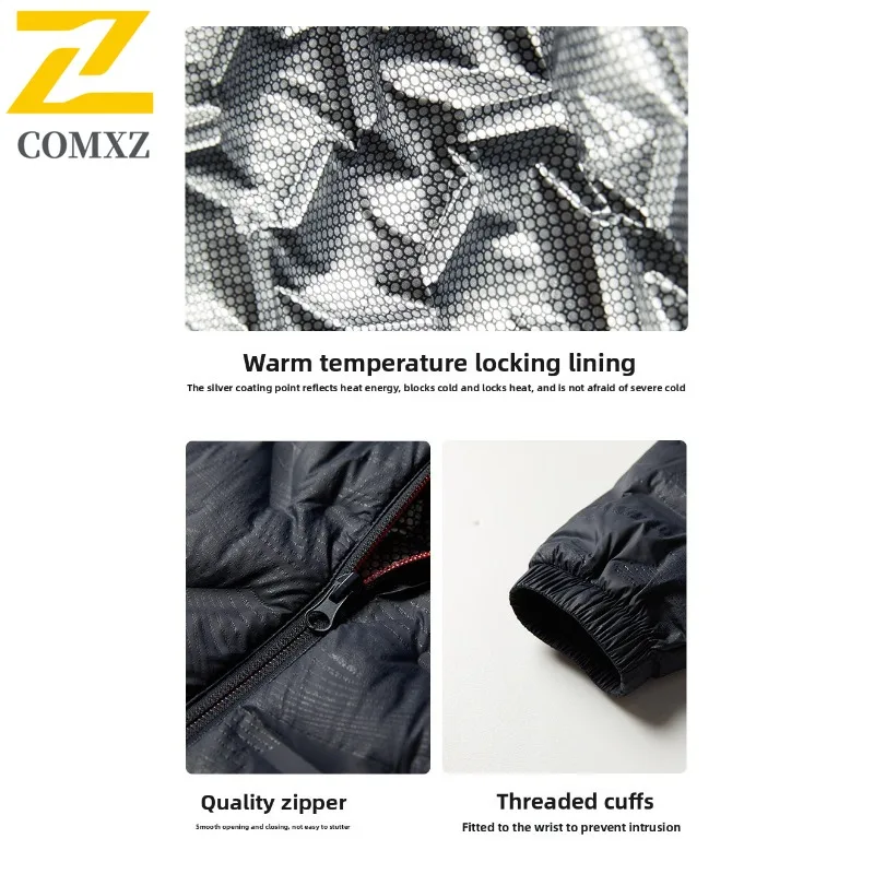 COMXZ 2025 Winter Down Jacket Men Women 80% Duck Down Stand Collar Lightweight Jacket Sport Casual Ultra Warm Waterproof Coat