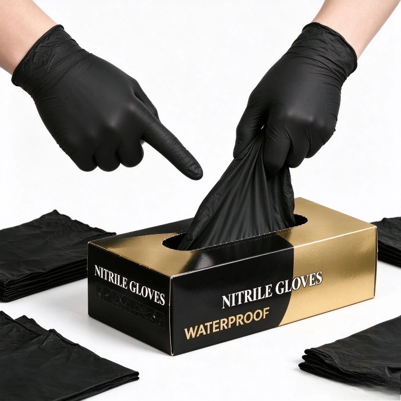 20PCS Black Nitrile Gloves Disposable Nitrile Gloves Powder Free Waterproof Auto Repair Machinery Maintenance Industrial Work