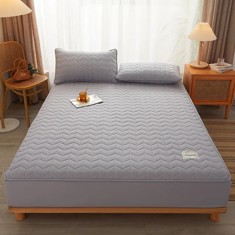 Cotton Thicken Quilted Mattress Cover Anti-bacterial Mattress Protector Topper Pad Soft Fitted Sheet Not Including Pillowcase