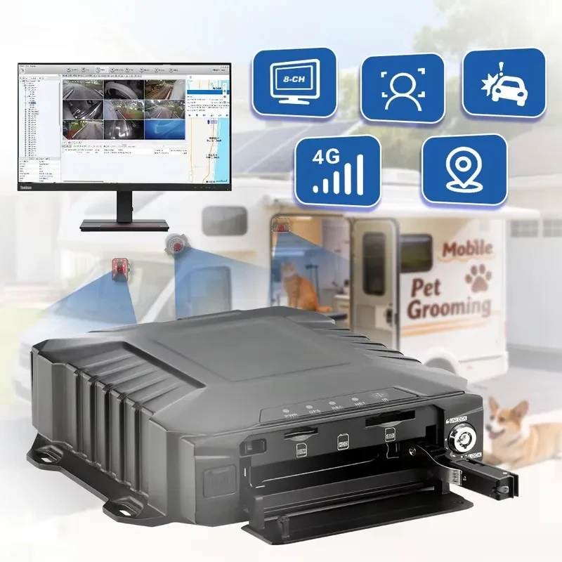8 Channel AI MDVR Mobile DVR Vehicle Video Monitoring System 4G WiFi Designed for Mobile Pet Grooming RVs and Service