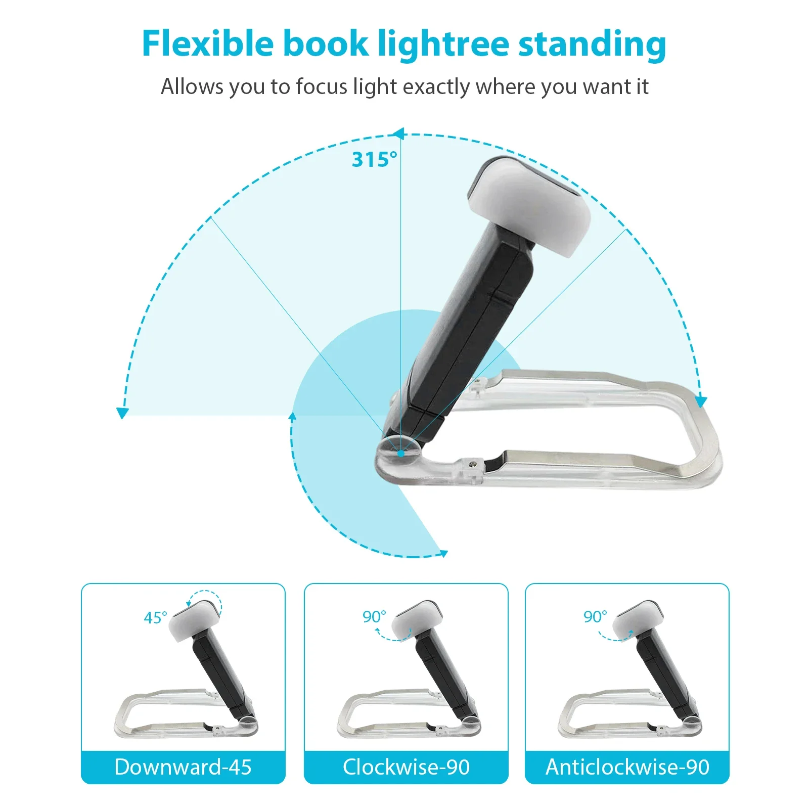 LED USB Rechargeable Book Light Reading Light Eye Protection Night Light Portable Clip Desk Light Bookmark Read Light Night Lamp