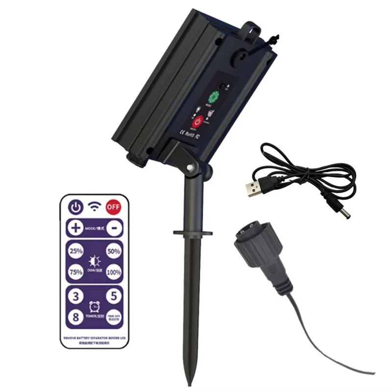 

ABFI Solar Battery Box For LED String Lights Outdoor String Lights Control Panel Lithium Panel Light W/Remote Control (24V)
