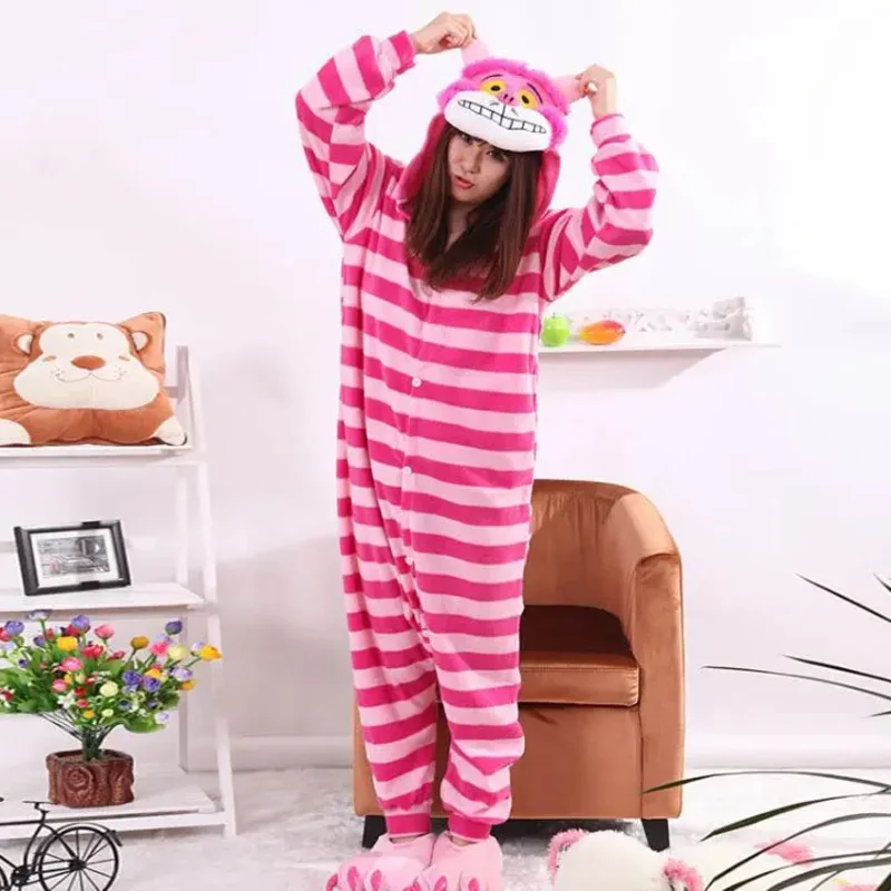 

Kigurumi New Sleepsuit Cheshire Cat Pajamas Adult Onesie Animal Rompers Womens Jumpsuit Cartoon Cosplay Costumes Pyjama