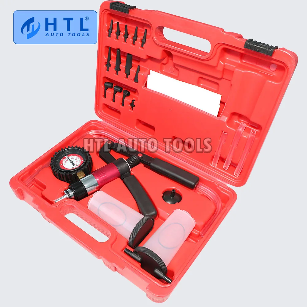 HTL 자동차 진단 도구, 자동차 핸드헬드 진공 피스톨 펌프 브레이크 블리더 어댑터, 유체 저장소 오일 테스터 도구 키트