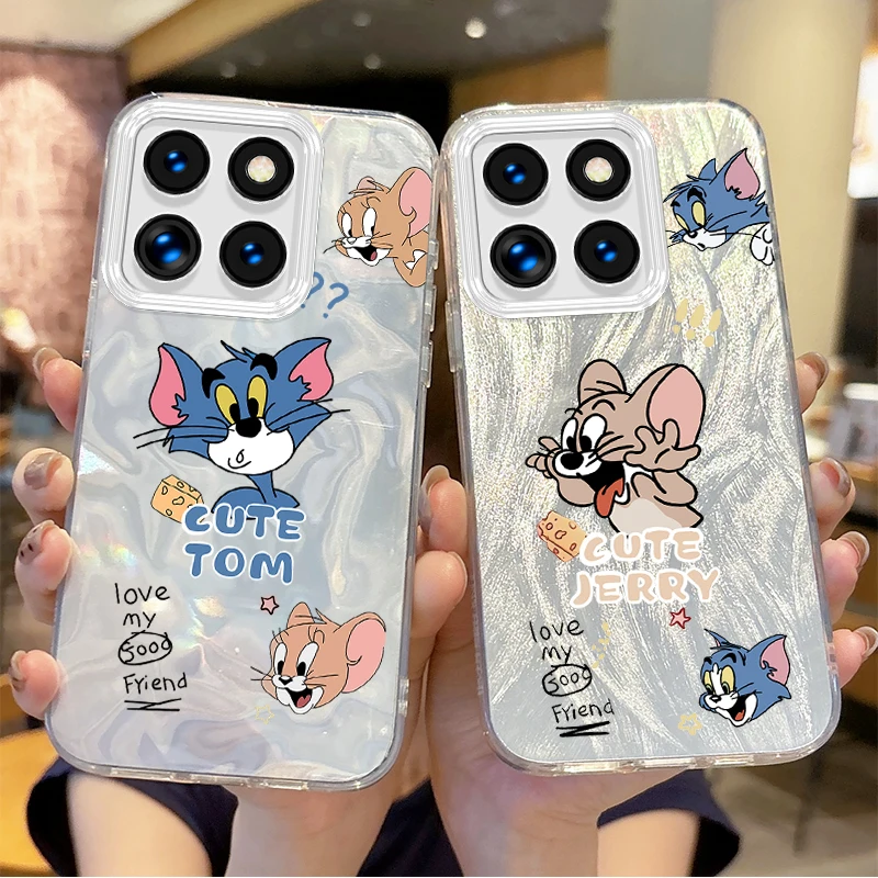 Cartoon T-Tom And J-Jerry Phone Case For Xiaomi Poco X6 X3 F6 M6 M4 Pro C61 13T 14T 11 Lite Feather Yarn Shockproof Matte Cover