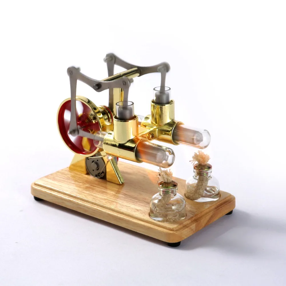 Lámpara de siete colores, mini motor generador Stirling de aire caliente de baja crioterapia, modelo Stirling de 4 cilindros, kit en venta