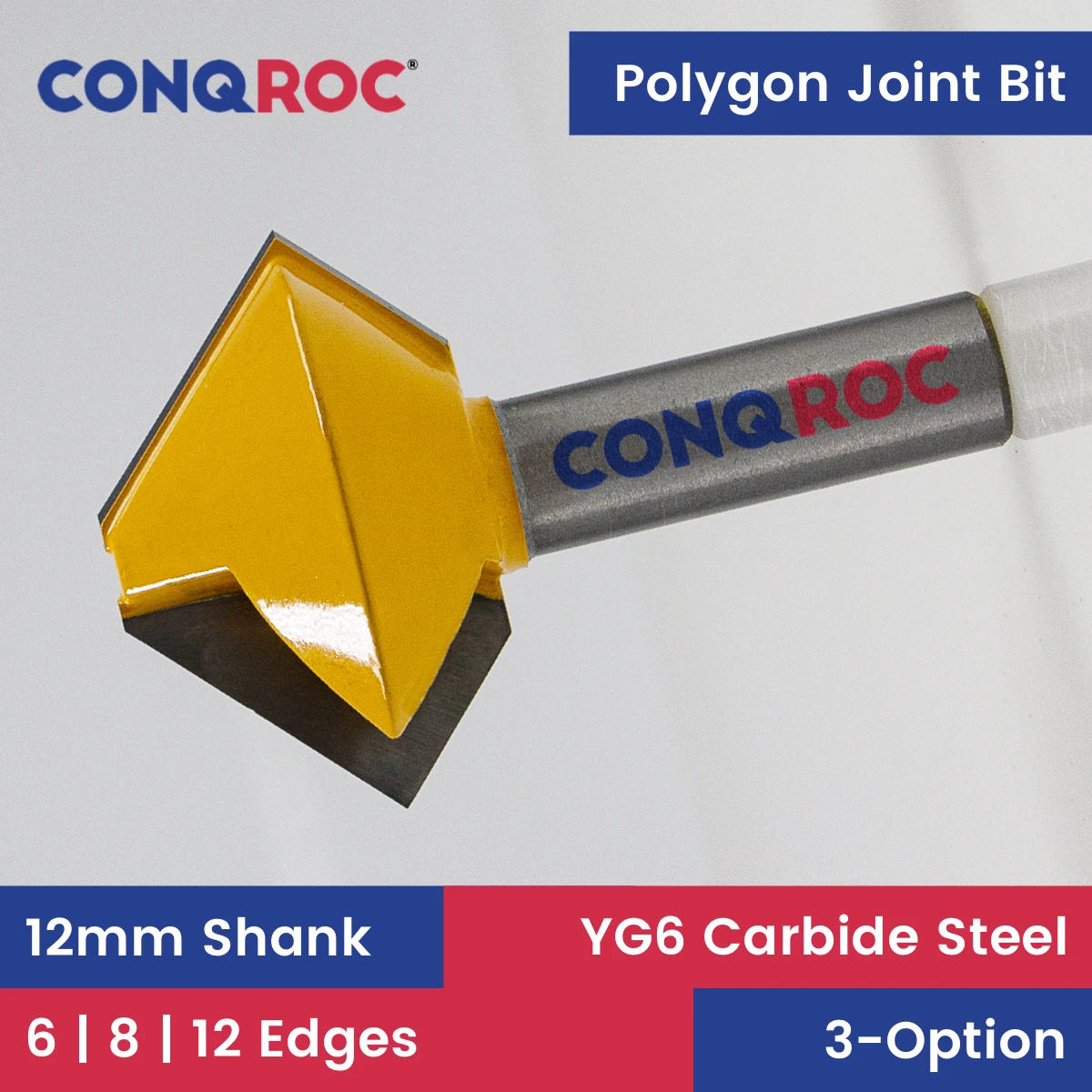 Woodworking Regular Polygon Joint Router Bit 12mm Shank 3-Option 6 | 8 | 12 Edges