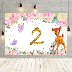 Disney Bambi Deer fondale Custom Girls Happy Birthday Baby Shower Party Background Banner animali della foresta fotografia Decor Prop