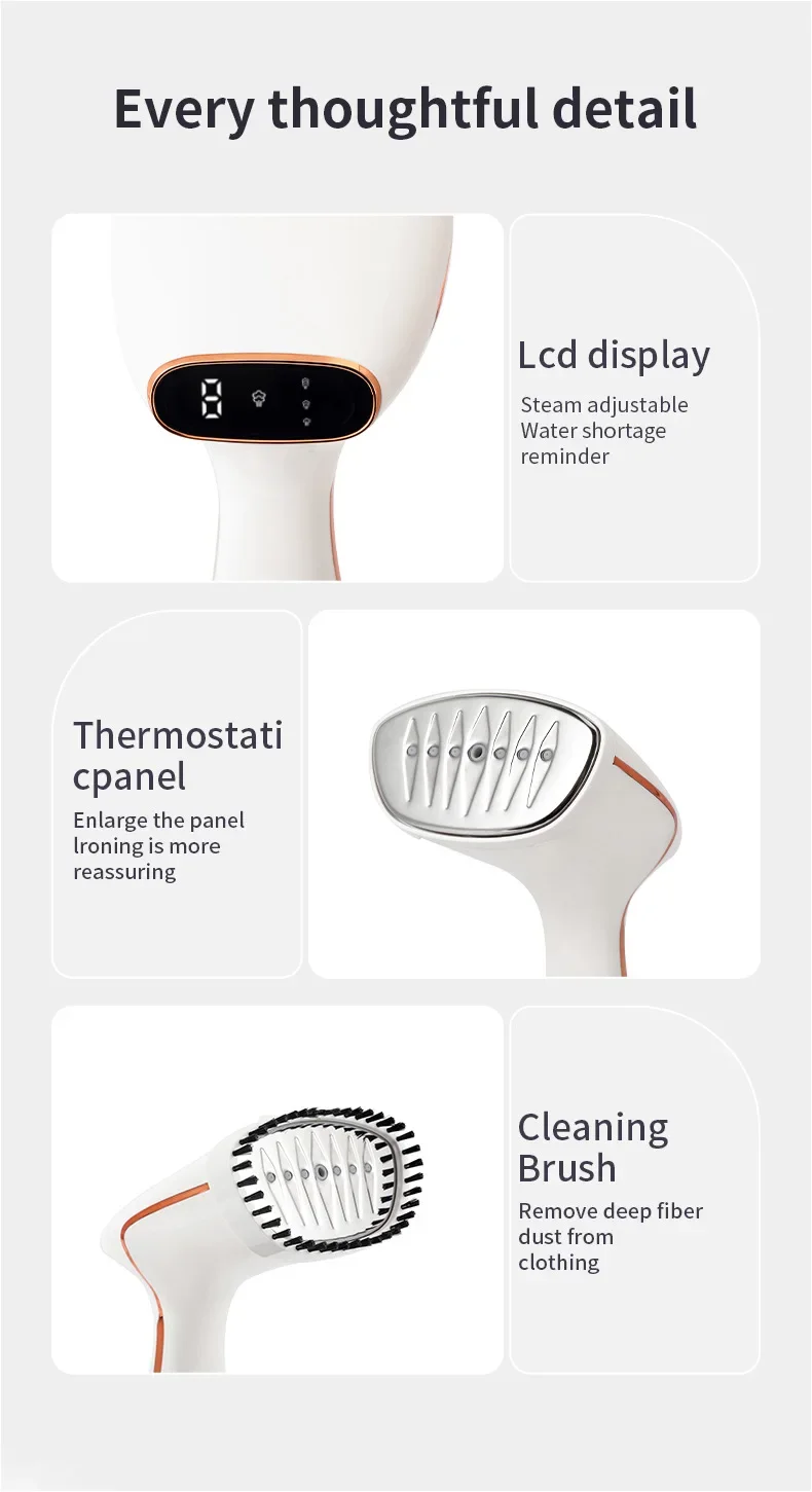 1800W Handheld Steam Hanging Iron Touch Screen Control 15 Seconds Fast Preheat 320ml Portable Plancha Fabric Iron for Clothes