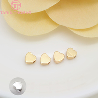 (2824)20PCS 5MM 24K Gold Color Plated Brass Heart Shape Spacer Beads Bracelet Beads High Quality Diy Jewelry Accessories