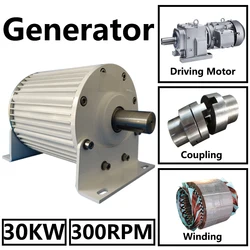 30kw 220v Electric Power Generator 30000W Permanent Magnet Generator 230v 380v Low Speeds 3 Phase Gearless Permanent Magnet PMG