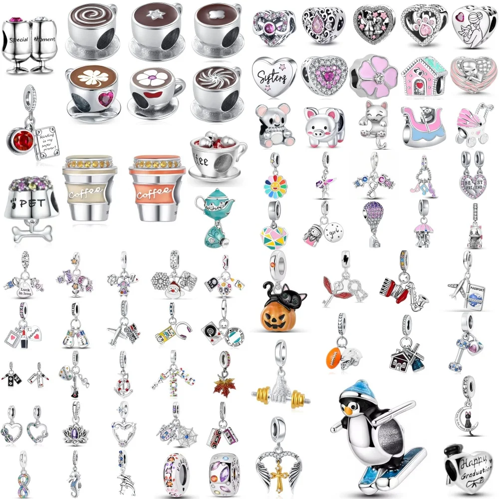2026Hot Selling 925 Silver,Cup,Heart-Shaped Beads,Cat,Dumbbell Pendant Fit Original Bracelet DIY Accessories Exquisite Jewelry ﻿
