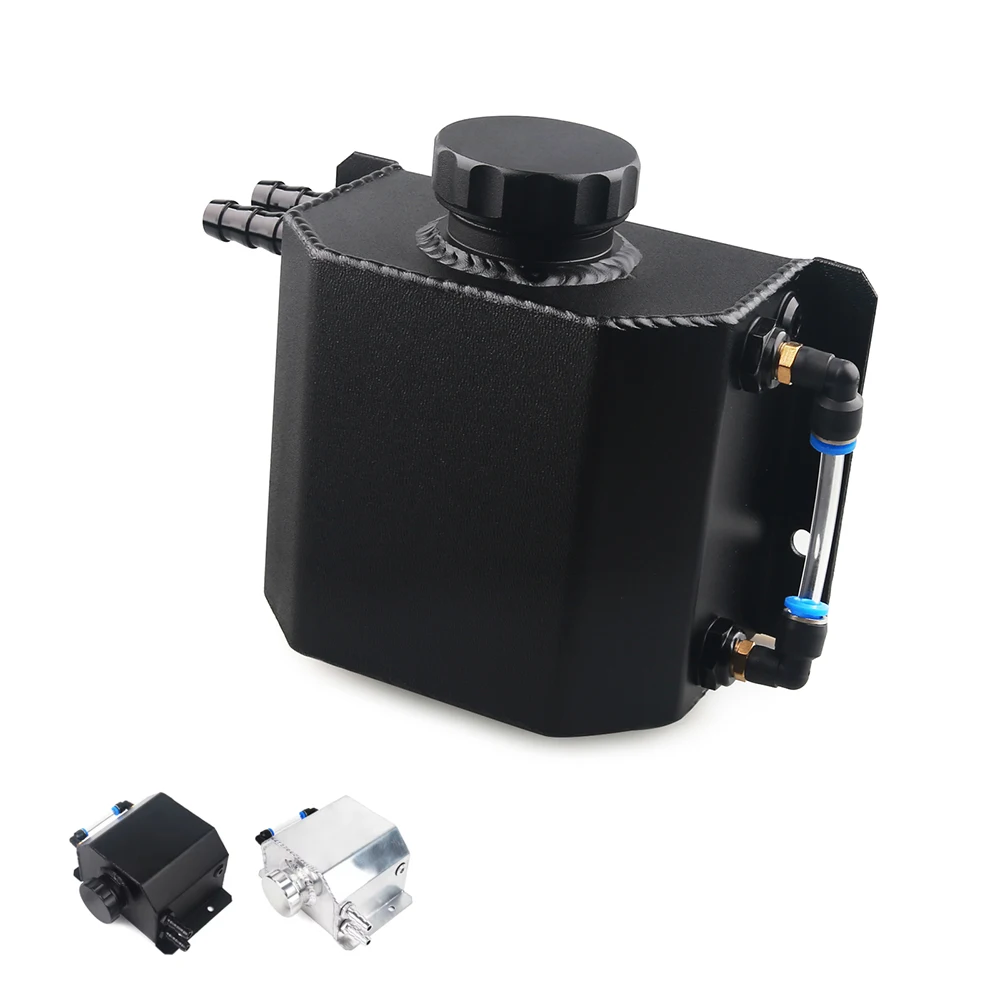 1L Alloy  Aluminum Engine Oil Catch Can Breather Tank  Radiator Coolant Overflow Bottle Recovery Water Tank Reservoir