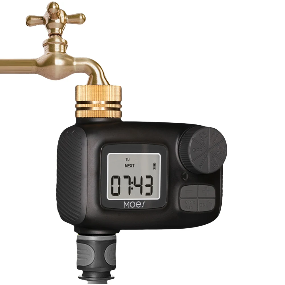 

Водонепроницаемый таймер полива IP55 с латунным входом, автоматический таймер для полива с ЖК-дисплеем, для сада, газона, теплиц