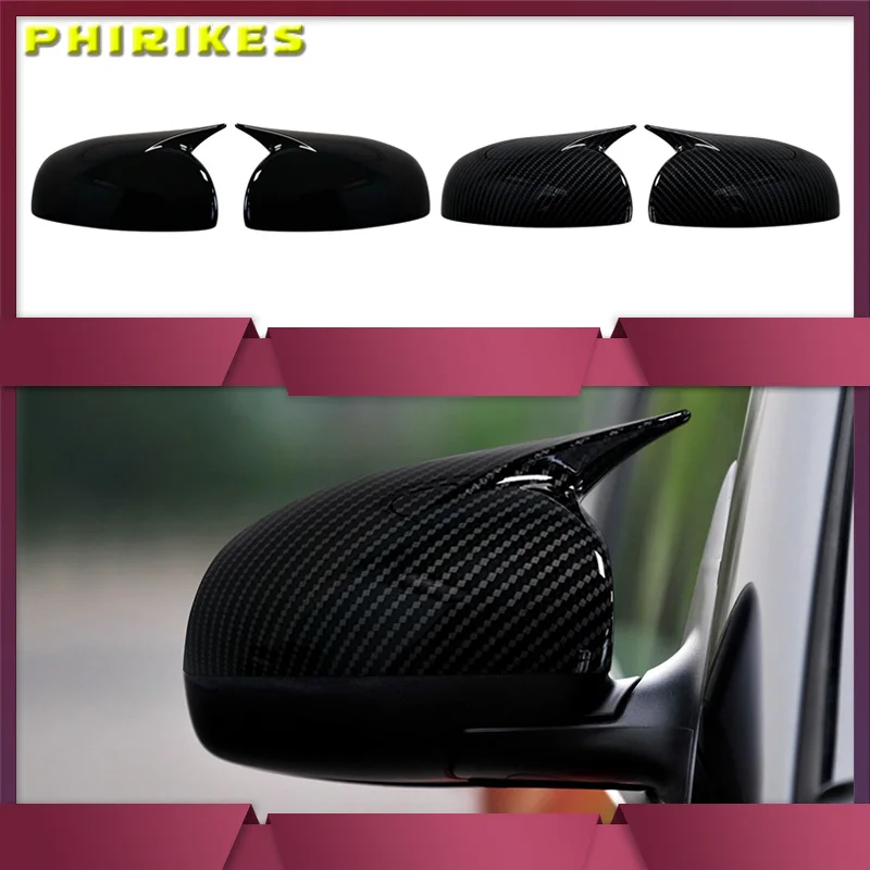 2 PCS For Skoda Fabia 2008-2014 Rearview Side Mirror Cover Cap Glossy Black /Carban Car Mirror Cover Accessories