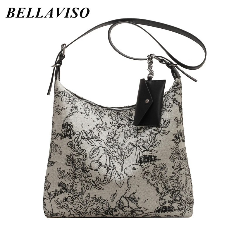 

BellaViso Delicate Women's Canvas Tote Bag Female's Niche Large Capacity Embroidered Travel City Shopping Shoulder Bags BLCB-23