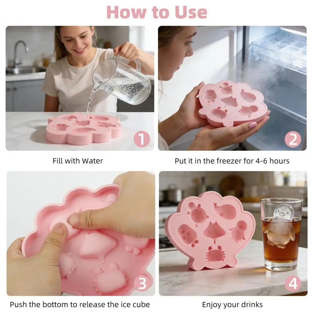 

Ice Cube Mold Ocean Silicone Ice Cube Tray with Lid Life Shape Mold for Whiskey Cocktail Chocolate Fun Party Drinks Sea Creature