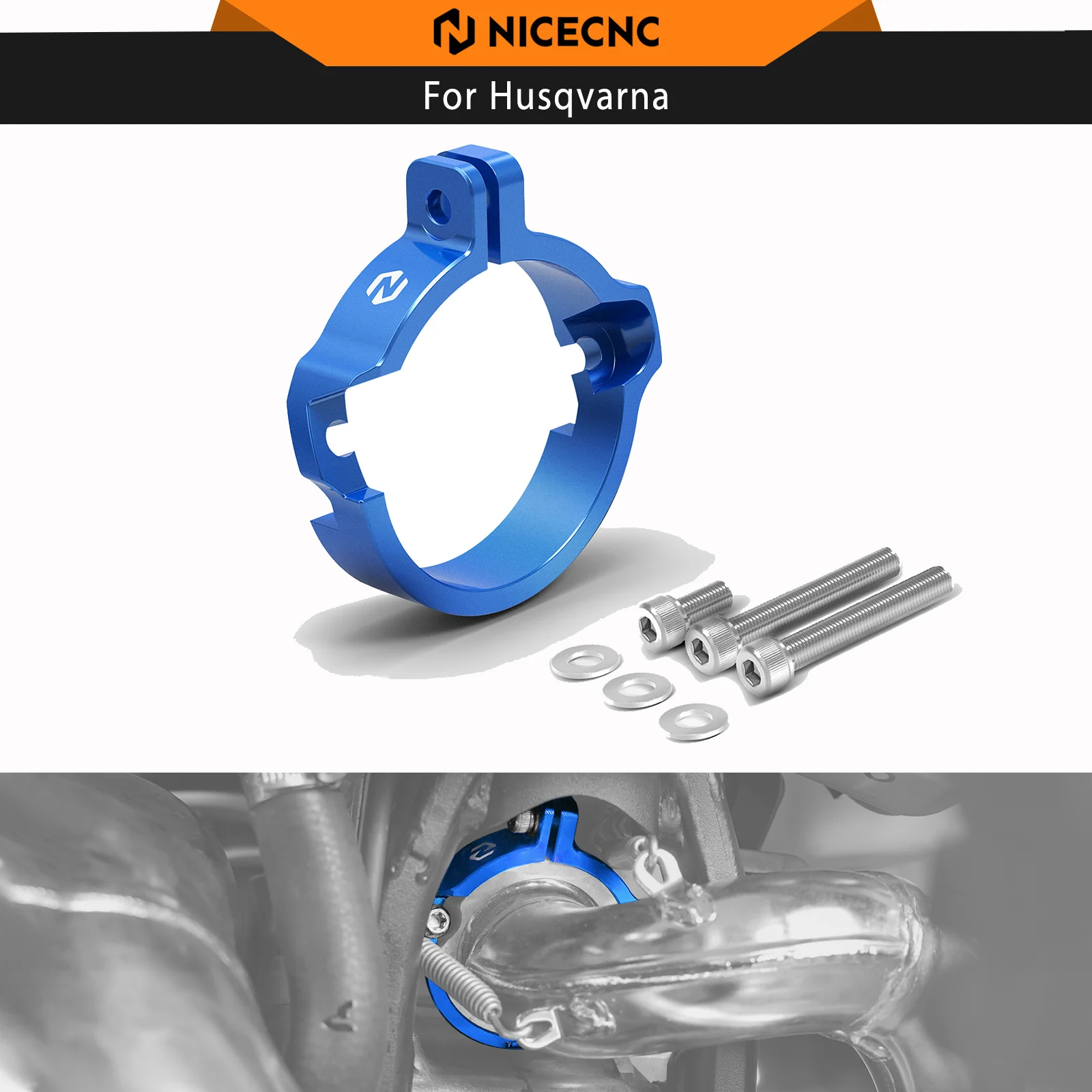 

NICECNC Exhaust Flange Clamp Guard For Husqvarna TE300 TE250 2024-2025 TX300 2023-2025 For KTM EXC 300 SX250 XCW300 GasGas EC300