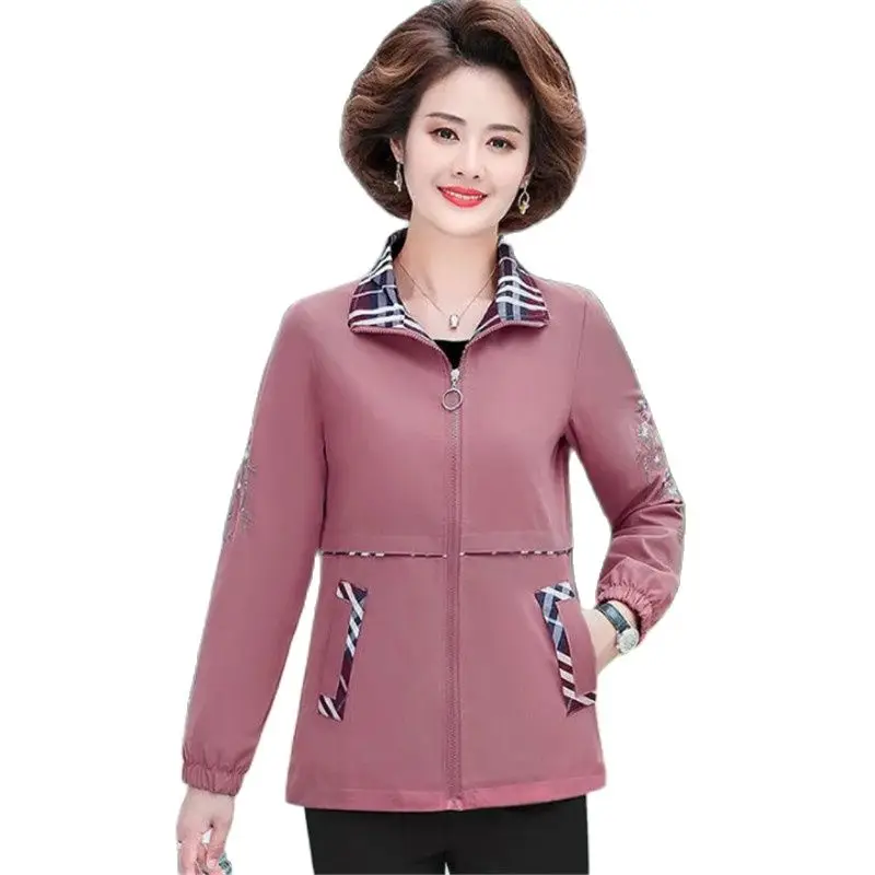 

Spring Autumn Short Casual Jacket Women 2023 New Loose Lapels Coat Fashion Pocket Outerwear Pure Colour Embroider Tops Female