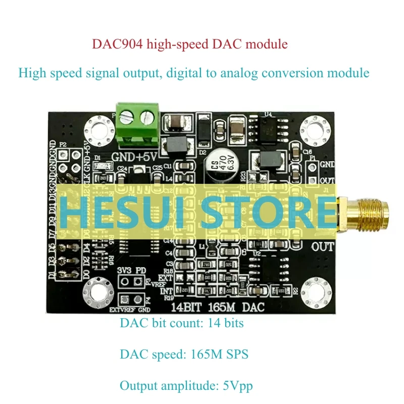 DAC904 High speed DAC Module Board 14bit parallel 165MSPS sampling waveform generator FPGA development for DAC Module Board