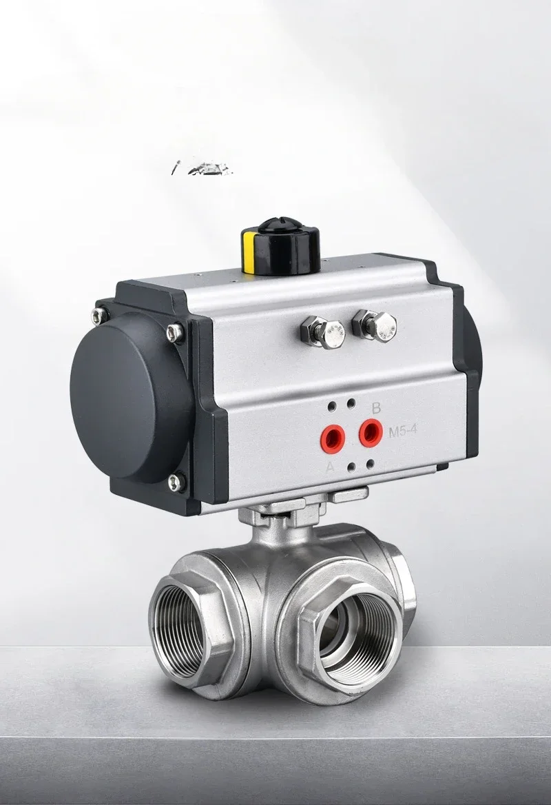 Q614F steam internal thread L/T type steering reversing diverter valve 304 stainless steel pneumatic three-way threaded ball val