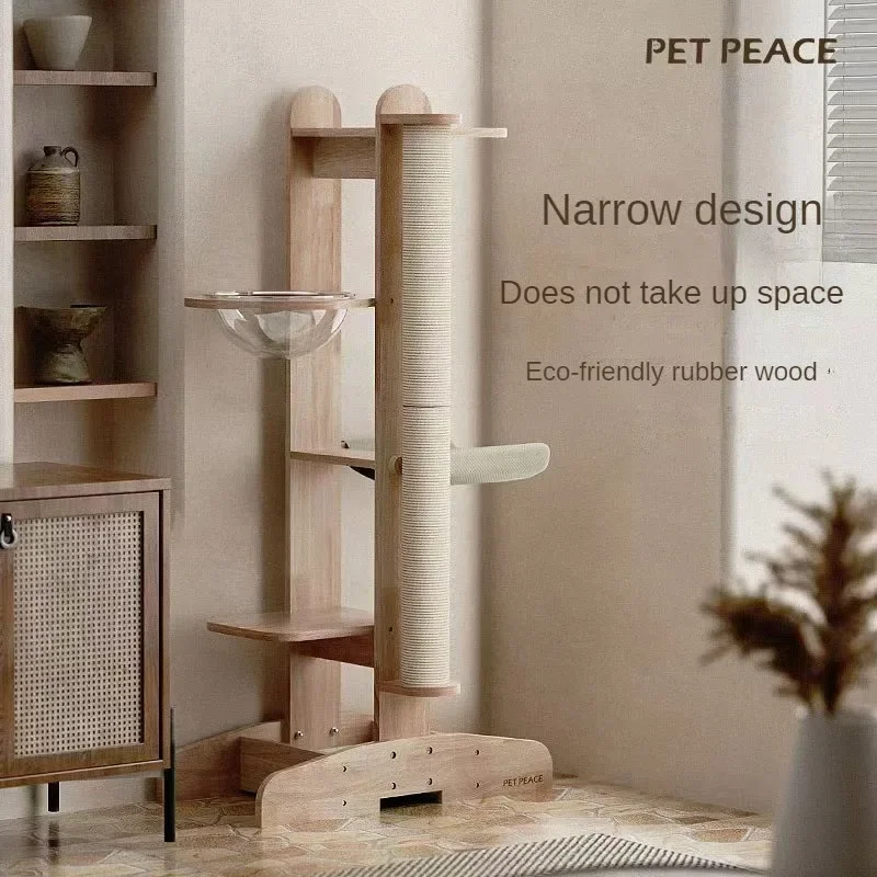 Cat Furniture All Solid Wood Cat Climbing Frame Cattery Cat Tree Diving Platform Sisal Hemp Space Capsule Vertical Shelf