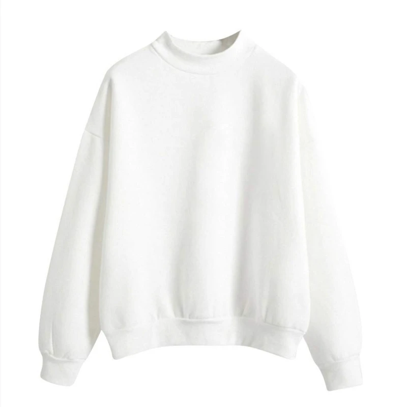 Casual Long Sleeve Drop Shoulder Mock Neck Loose Pullover Sweatshirt for Women DropShip