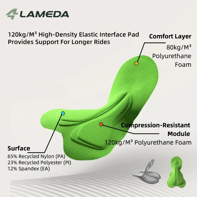 LAMEDA 2026 Professional Cycling Bib Shorts Elastic Interface Men Summer Breathable Shock Absorption Quick-Drying  Bike Shorts