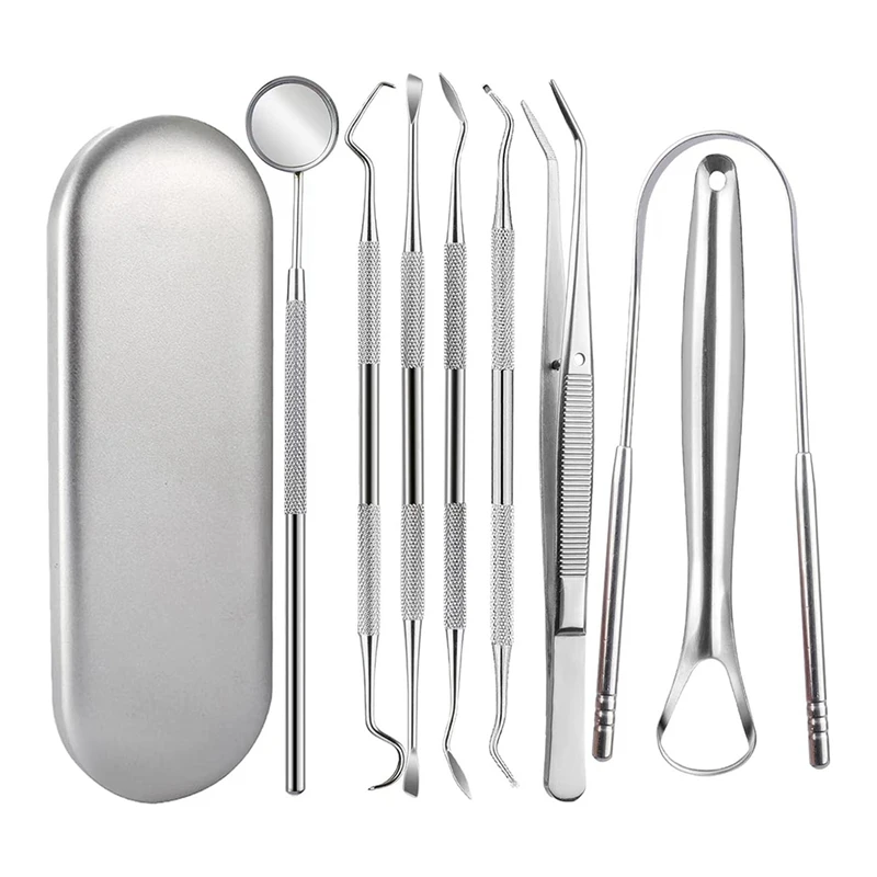 Tools 8-Pack Stainless Steel  Care Kit With  Scraper,Tartar Scraper,  Tweezers With Case Easy Install