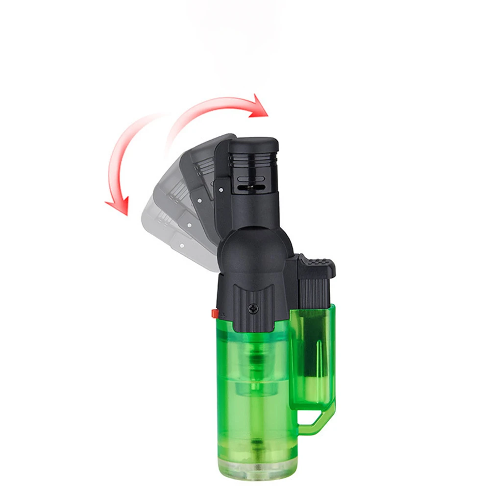 Jet Flame Lighter Refillable Gas Torch Lighter Transparent Body Foldable Nozzle Flamethrower Potable Windproof Cigar Lighter