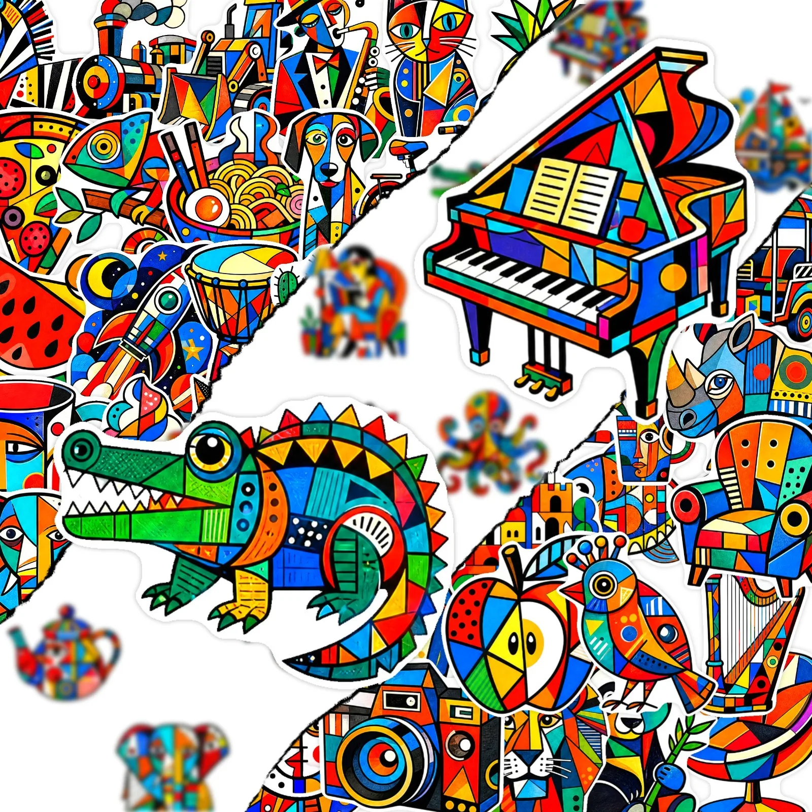 50 PCS Fun Graffiti Style Abstract Animal Art Stickers Pack Student Hand Account Material Decals Decorate Scrapbook Pencil Case