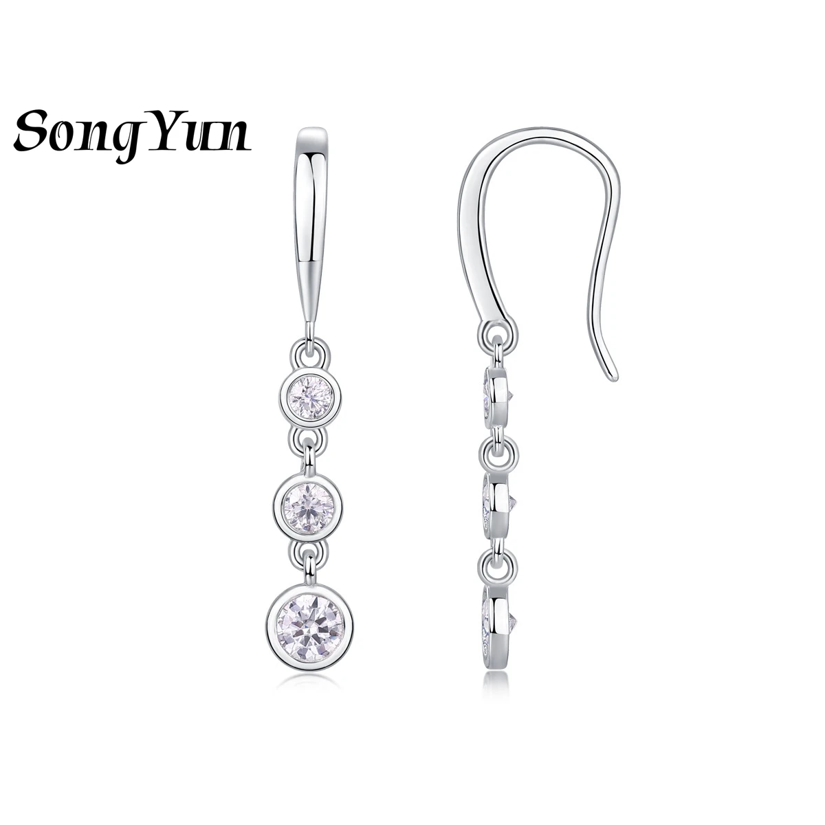 

SONGYUN Brand Jewelry 925 Sterling Silver Earrings Moissanite Diamond Drop Vacation for Fiancee Rhodium Plated SYT Patent Earrin