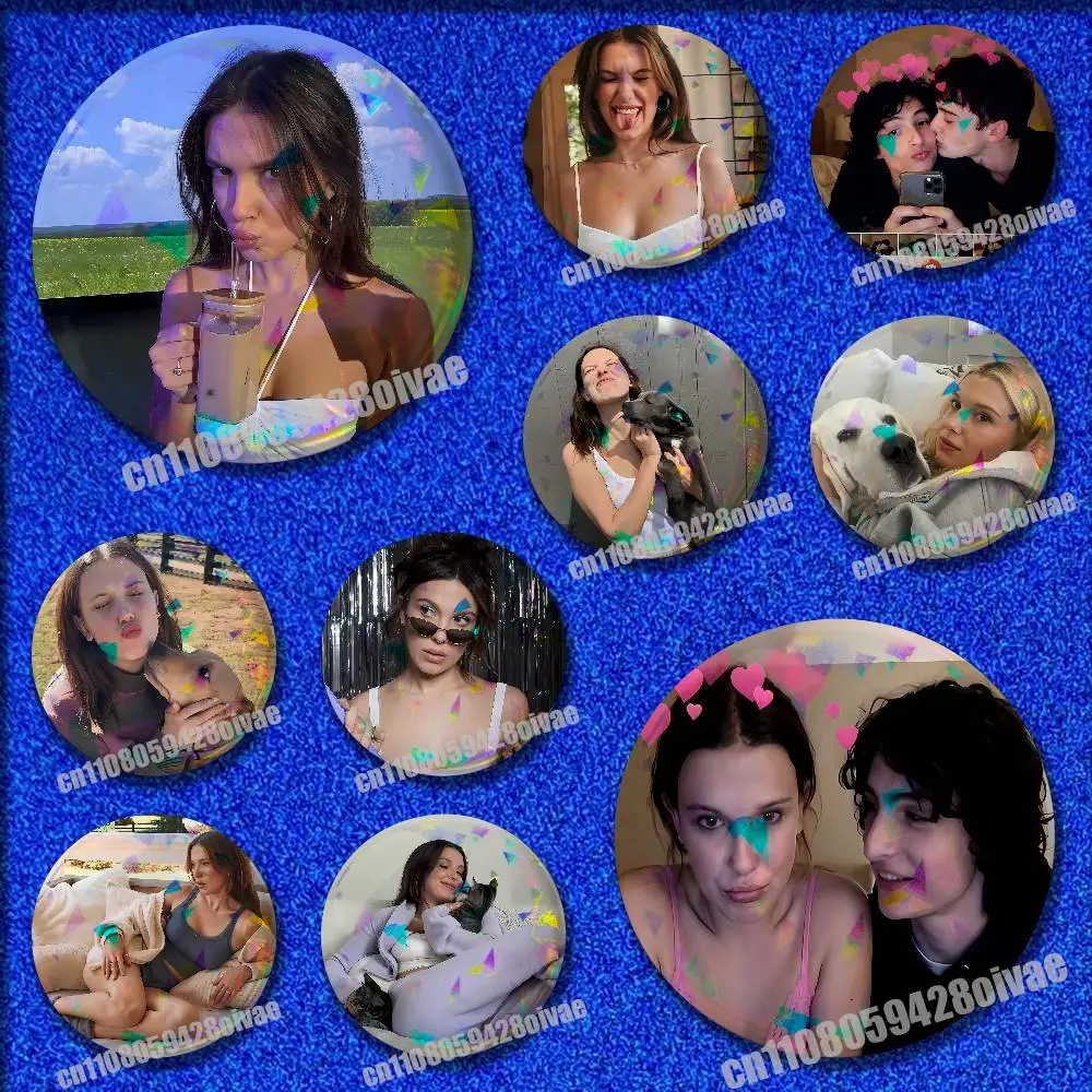 M-Millie Bobby Brown F-Finn Wolfhard Insignia Badge Cover For Ornament 75mm 25mm 44mm Brooch Button Round Pins