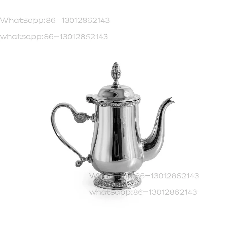 European Stainless Steel Coffee Teapot and Mirror Tray, Elegant Afternoon Tea Decor Plate for Cafe & Home Tabletop