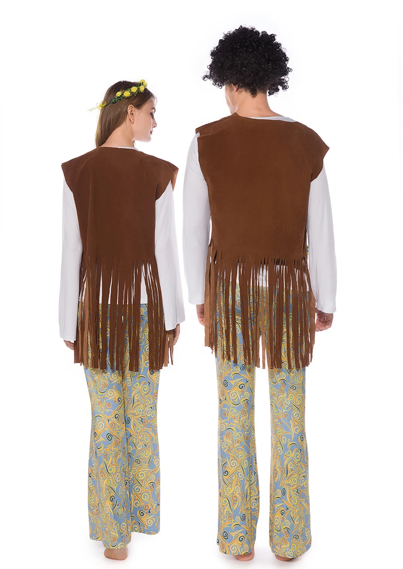 Halloween Paare Cosplay Kleidung Herren Disco Hippie Schlaghose Große Größe Retro 70er Jahre Outfit Damen Ethnisches Bühnenkostüm