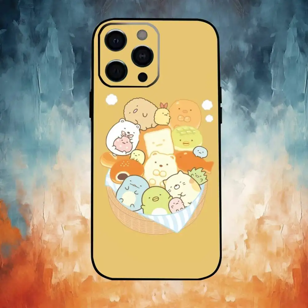 Чехол для телефона S-Sumikko Anime G-Gurashi для iPhone17,16,15,14,13,12,11 Plus, Pro Max, мягкий черный чехол
