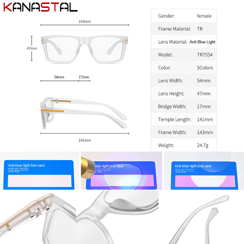 Men Computer Blue Light Blocking Reading Glasses Prescription Optical Lenses Myopia Eyewear Women TR90 Square Eyeglasses Frame