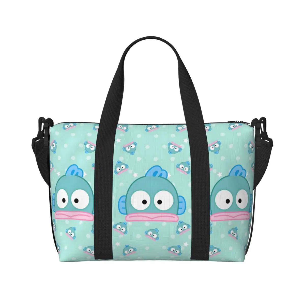 

Custom Kawaii Hangyodon Beach Tote Bag Women Classical Printing Animal Large Compartment Beach Gym Travel Bags