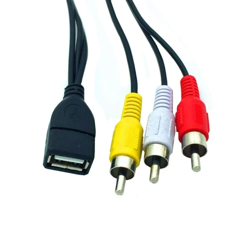 USB Amer to 3RCA 오디오 비디오 복합 어댑터 케이블 오디오 비디오 리드