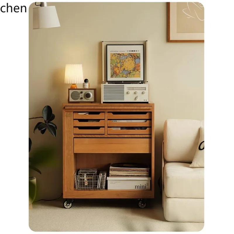 HXL Solid Wood Sideboard Storage Mobile Tea Wine Cabinet File Cabinet