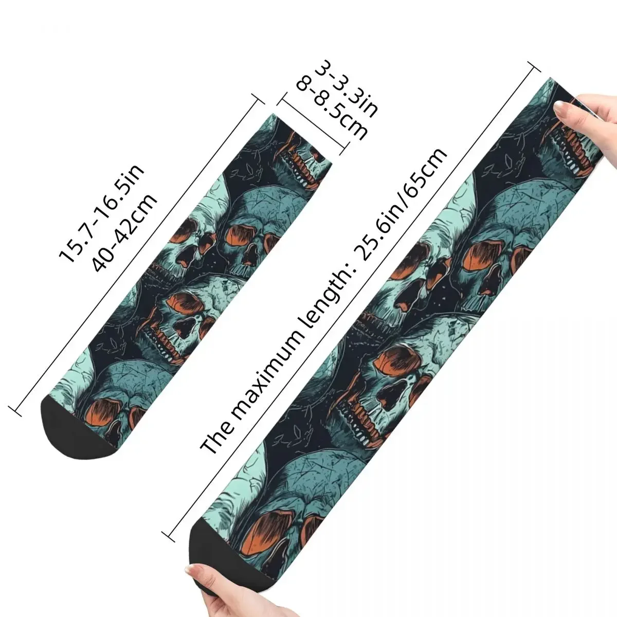 Funny Crazy Sock For Men Hand Drawn Grunge Skulls Hip Hop Grunge Skulls Breathable Pattern Printed Crew Sock Novelty Gift