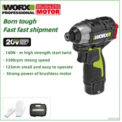 WORX 브러시리스 스크루 드라이버, 무선 임팩트 스크루 드라이버, 160n.m, 12V, WU132, WU132X