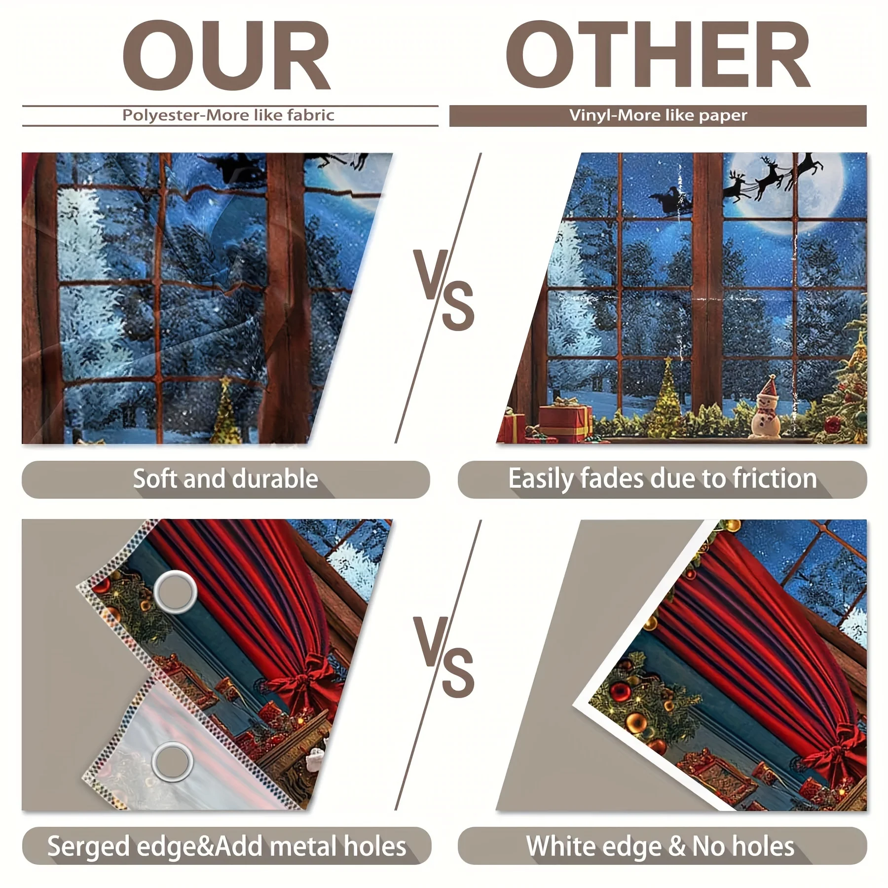 خلفية تصوير عيد الميلاد مع القمر، الغزلان، الشجرة، الستائر الحمراء، رجل الثلج، غابة السماء المرصعة بالنجوم، علم معلق على الحائط للعطلات