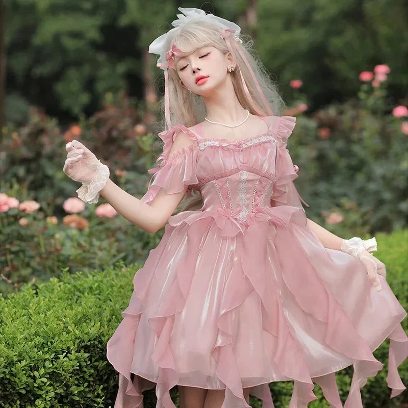 

Kawaii Bandage Jellyfish Slim Fairy Dress Harajuku Girls Cute Princess Party Mini Dresses Japanese Sweet Lolita Jsk Dress Women