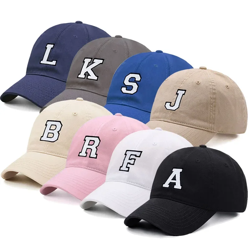 

Initial Letter A-Z Embroidery Baseball Cap For Womne Men Soft Cotton Fashion Team Sport Visors Snapback Caps Dropshipping