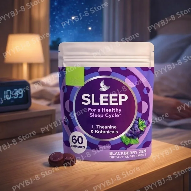 

Sleep Gummies Blackberry Flavor Contain L-Theanine & Botanicals Helps To Calm The Mind Promote Healthy Sleep Cycle 60count