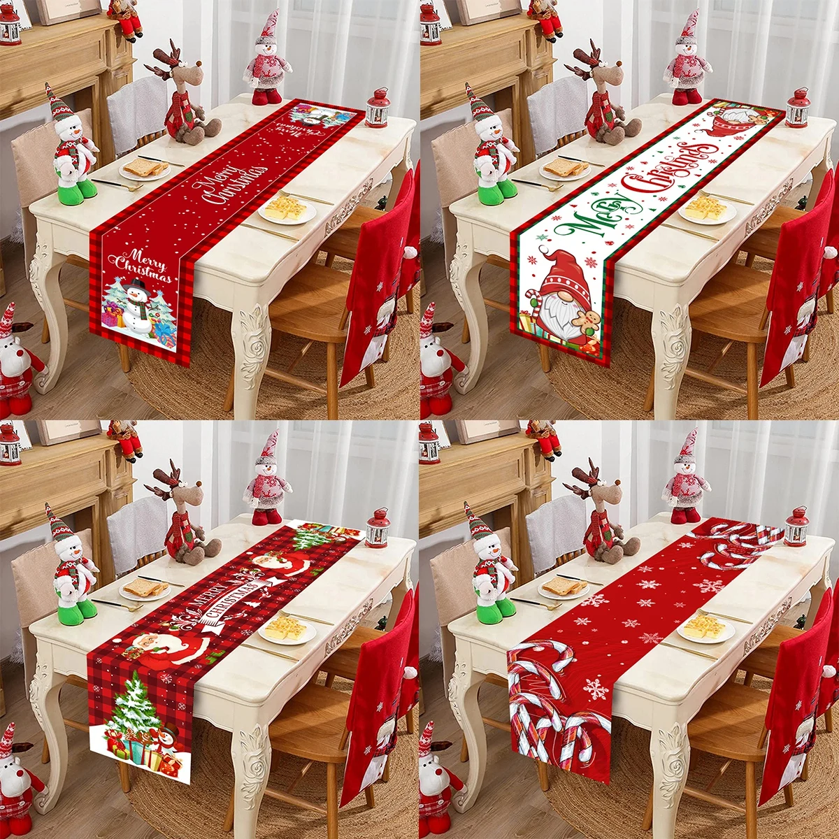 Camino de mesa navideño para decoración del hogar, cubierta de bandera de mesa, adorno de Navidad Natal, regalo de Año Nuevo 2024, 2025