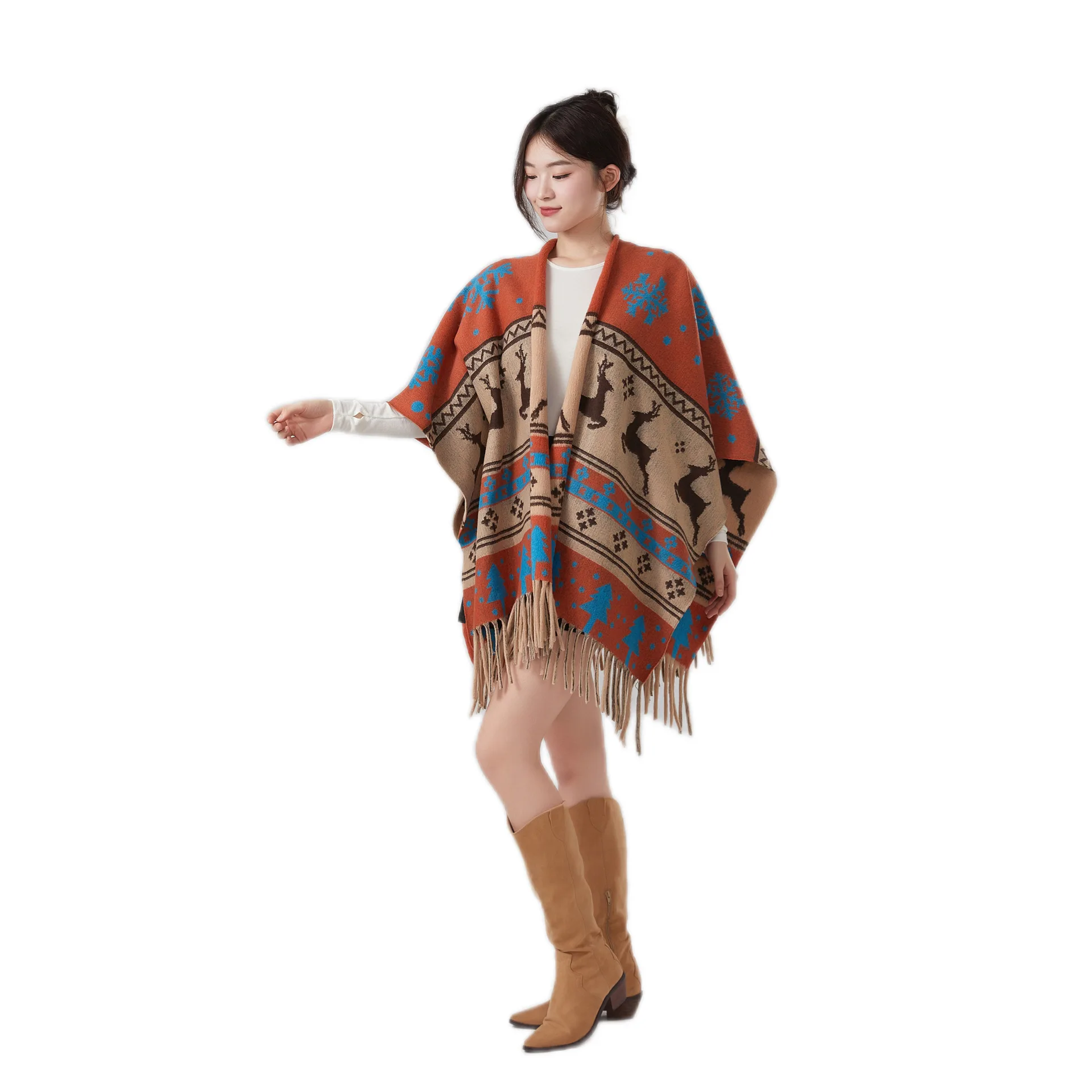 جديد ريترو ليوبارد طباعة شرابة التفاف معطف المرأة ملابس خارجية الراقية سميكة الدافئة ميرينو الصوف على غرار رداء الرأس P1