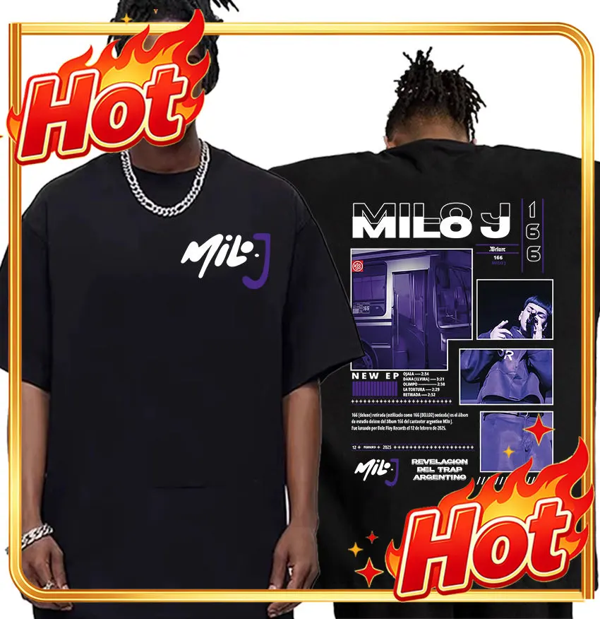 Custom Rapper Milo J 166 Album Graphic T Shirt Men's Hip Hop Gothic Retro Short Sleeve T-shirt Clothing Fashion Cozy Cotton Tshi
